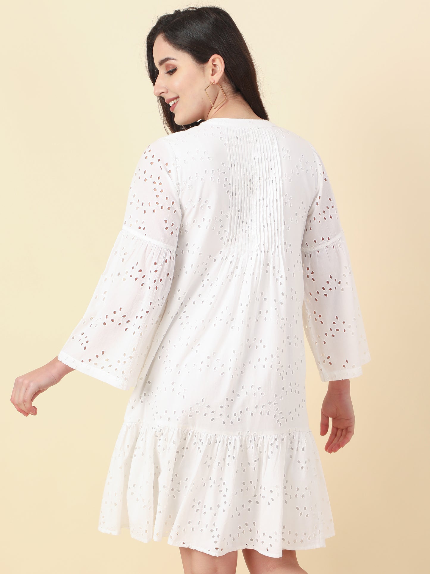 Women's White Cotton A- Line Dress By Room9 The Popup Store
