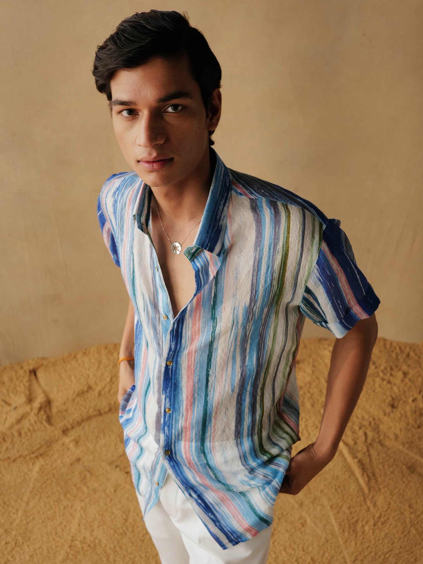 Men's Cobalt Striped Shirt A Printed Paradise By Room9 The Popup Store