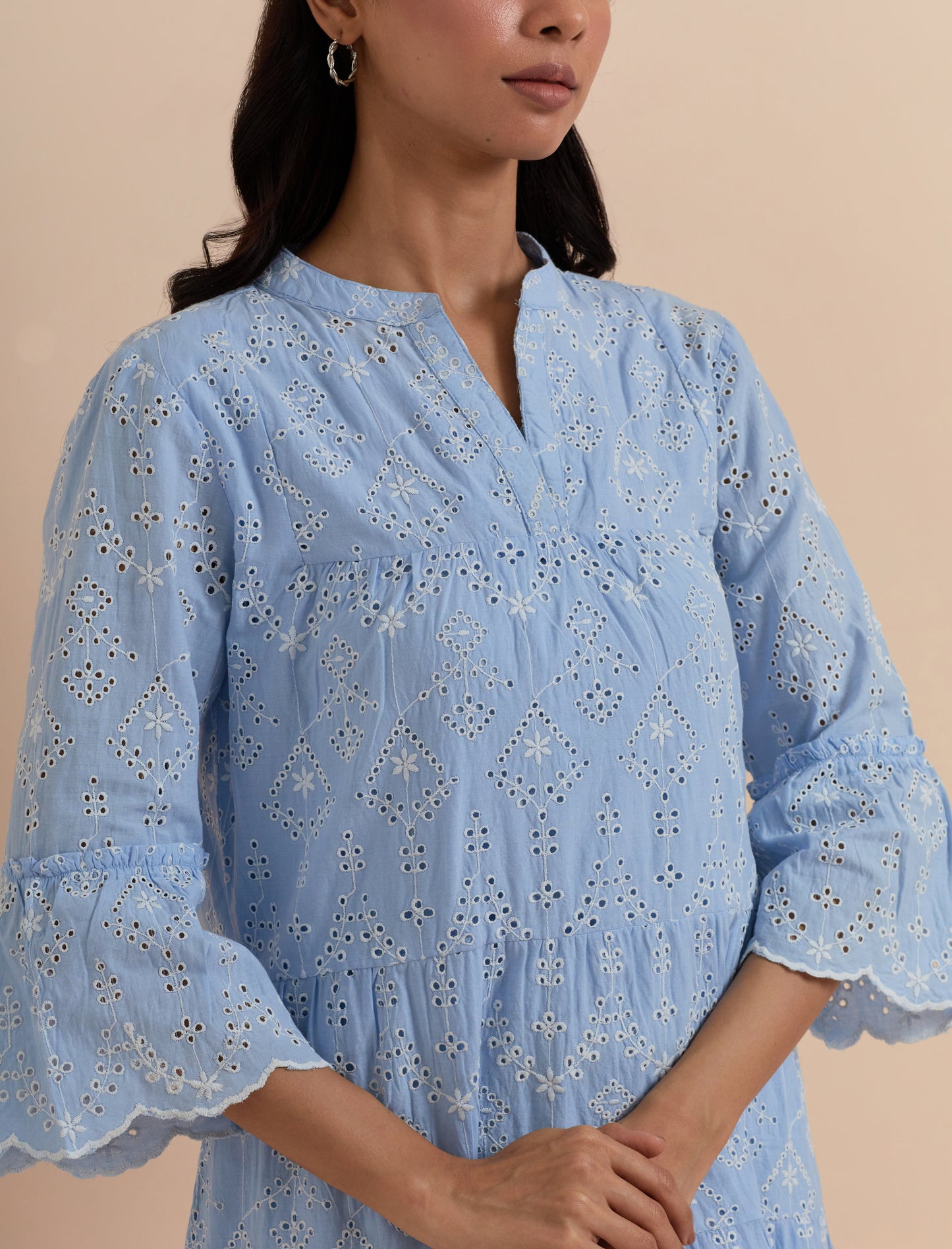 Women's Blue A-Line Ethnic Embroidered Dress By Room9 The Popup Store