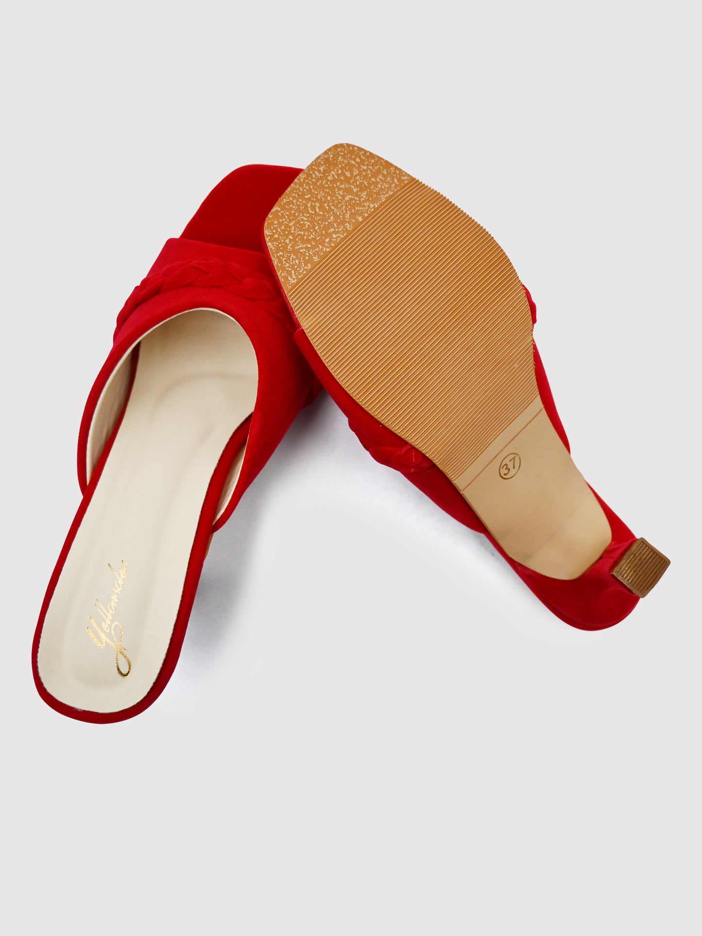 Women's Red Braid Heels By Room9 The Popup Store