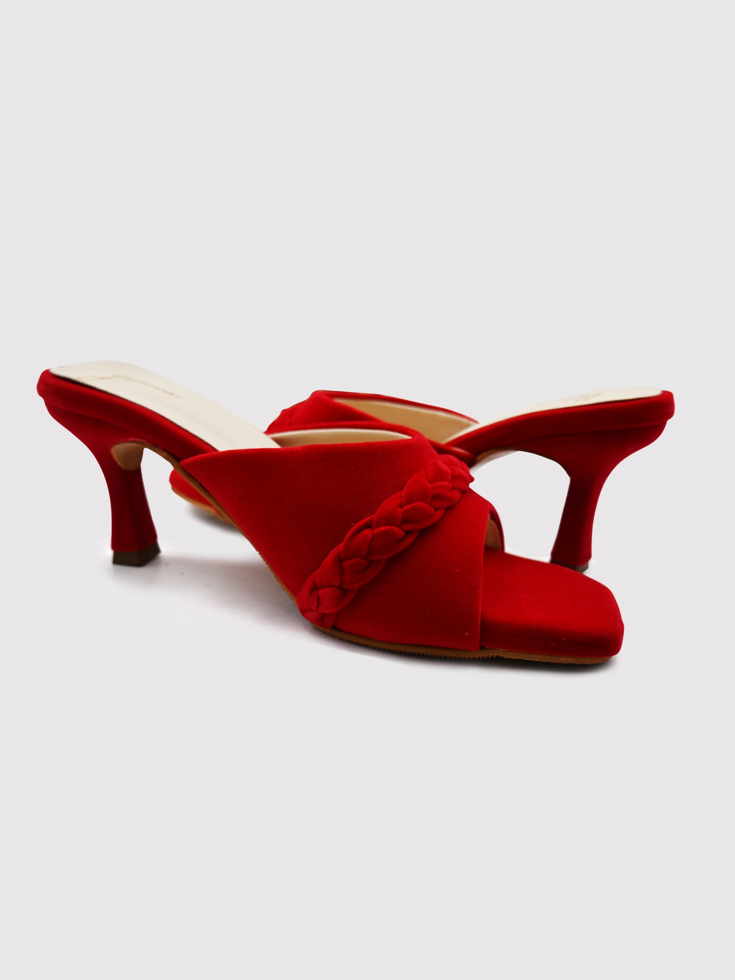 Women's Red Braid Heels By Room9 The Popup Store