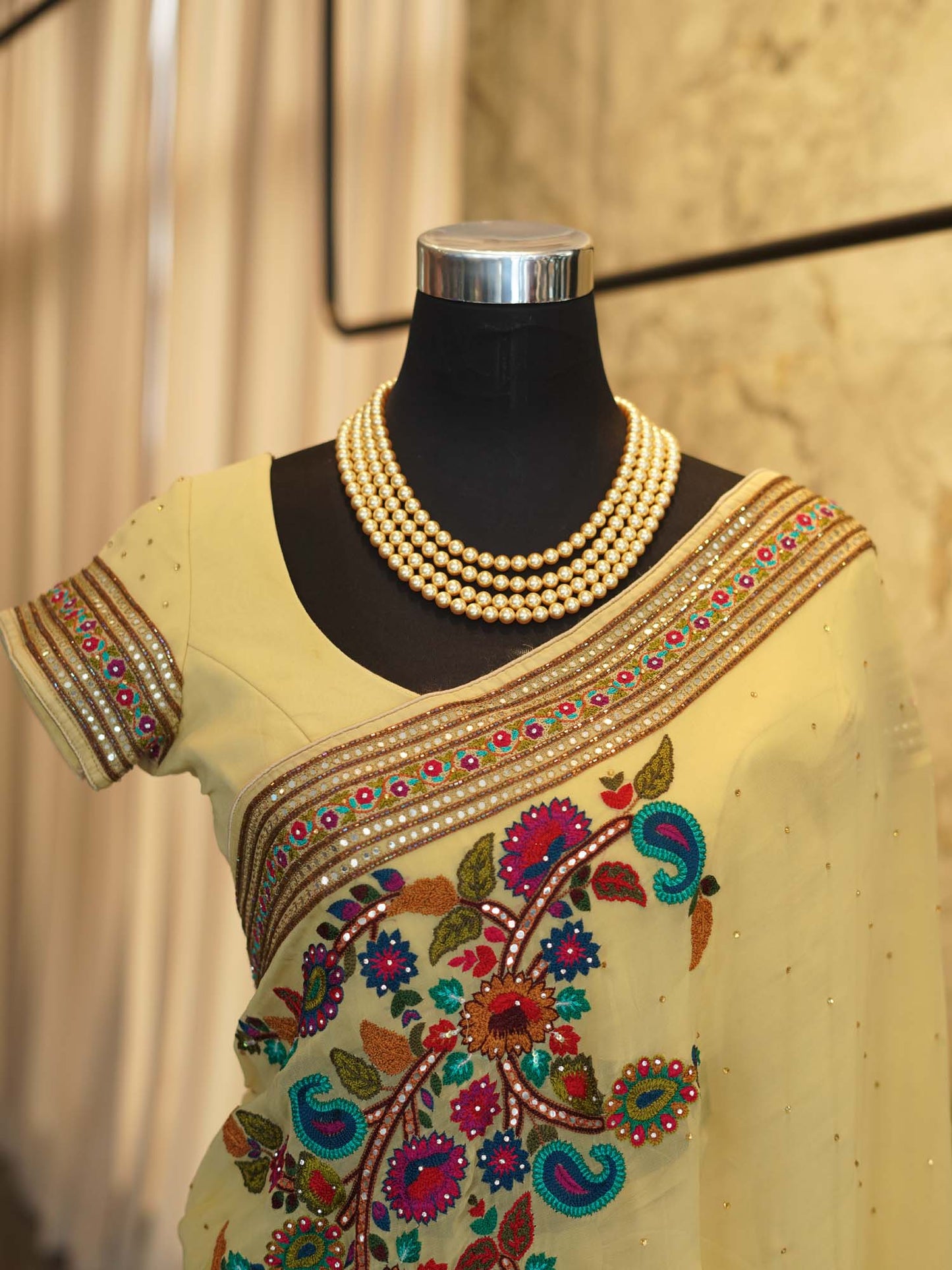 Women's Floral Woolen Embroidered Saree By Room9 The Popup Store
