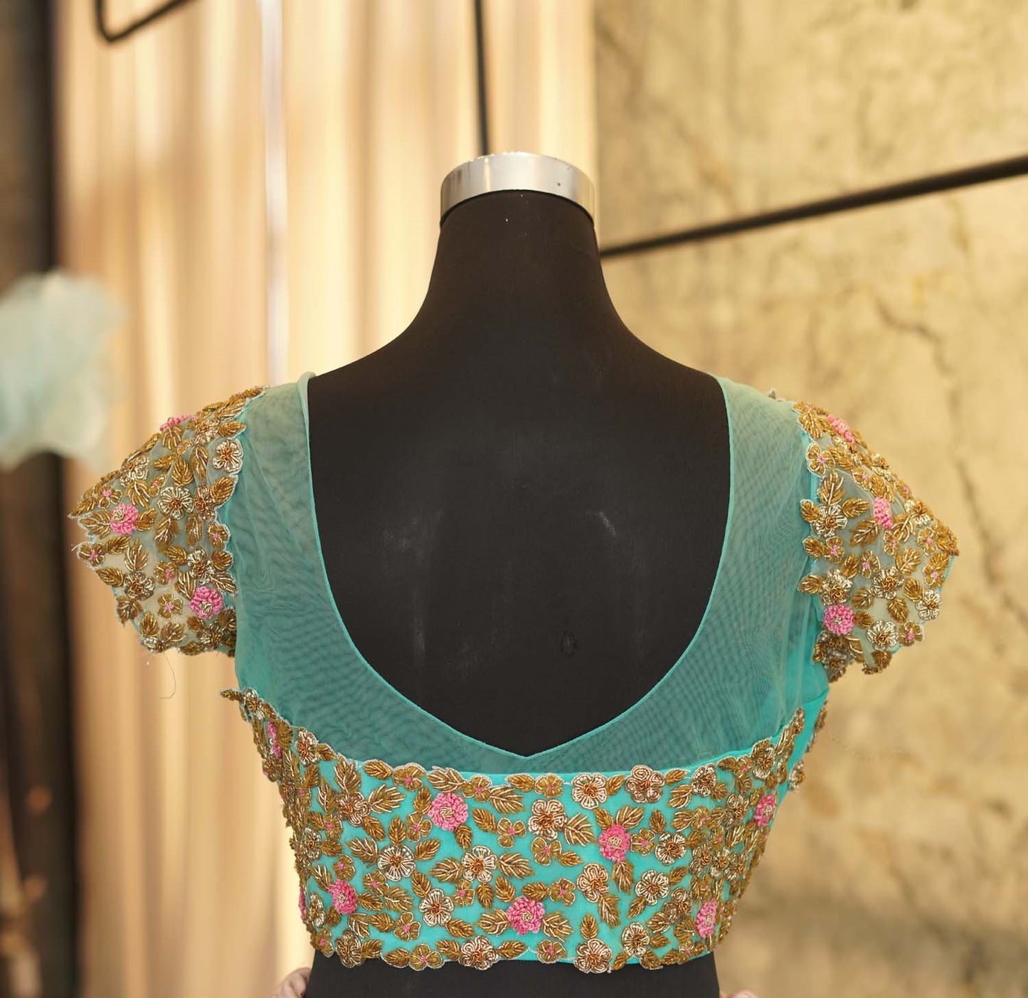 Women's Ocean Hues Organza Saree By Room9 The Popup Store