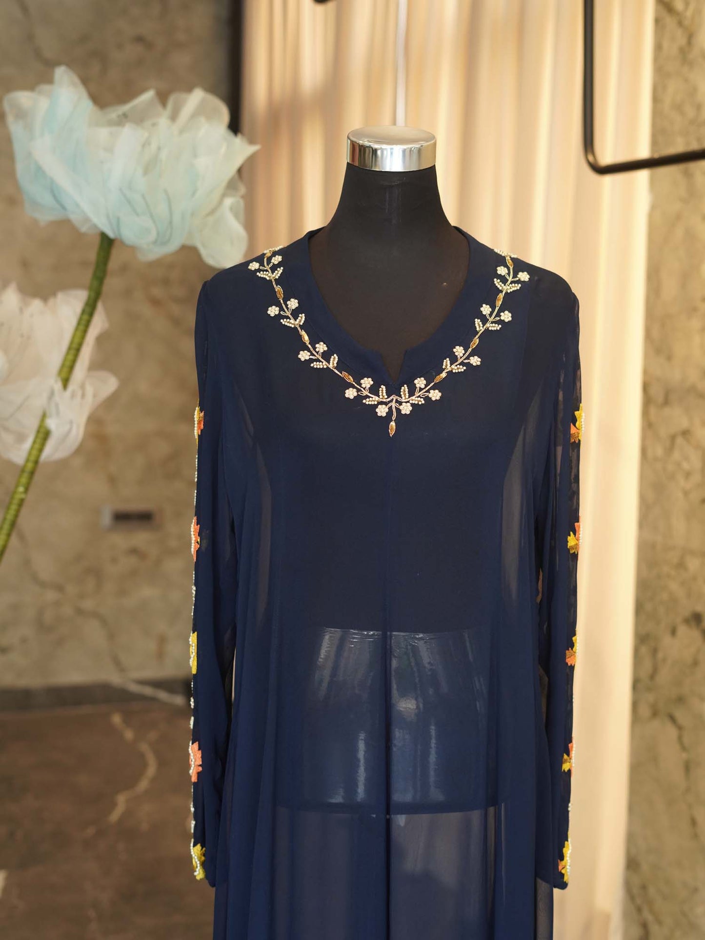 Women's Nautical Mirage Caftan: Navy Blue Splendor By Room9 The Popup Store