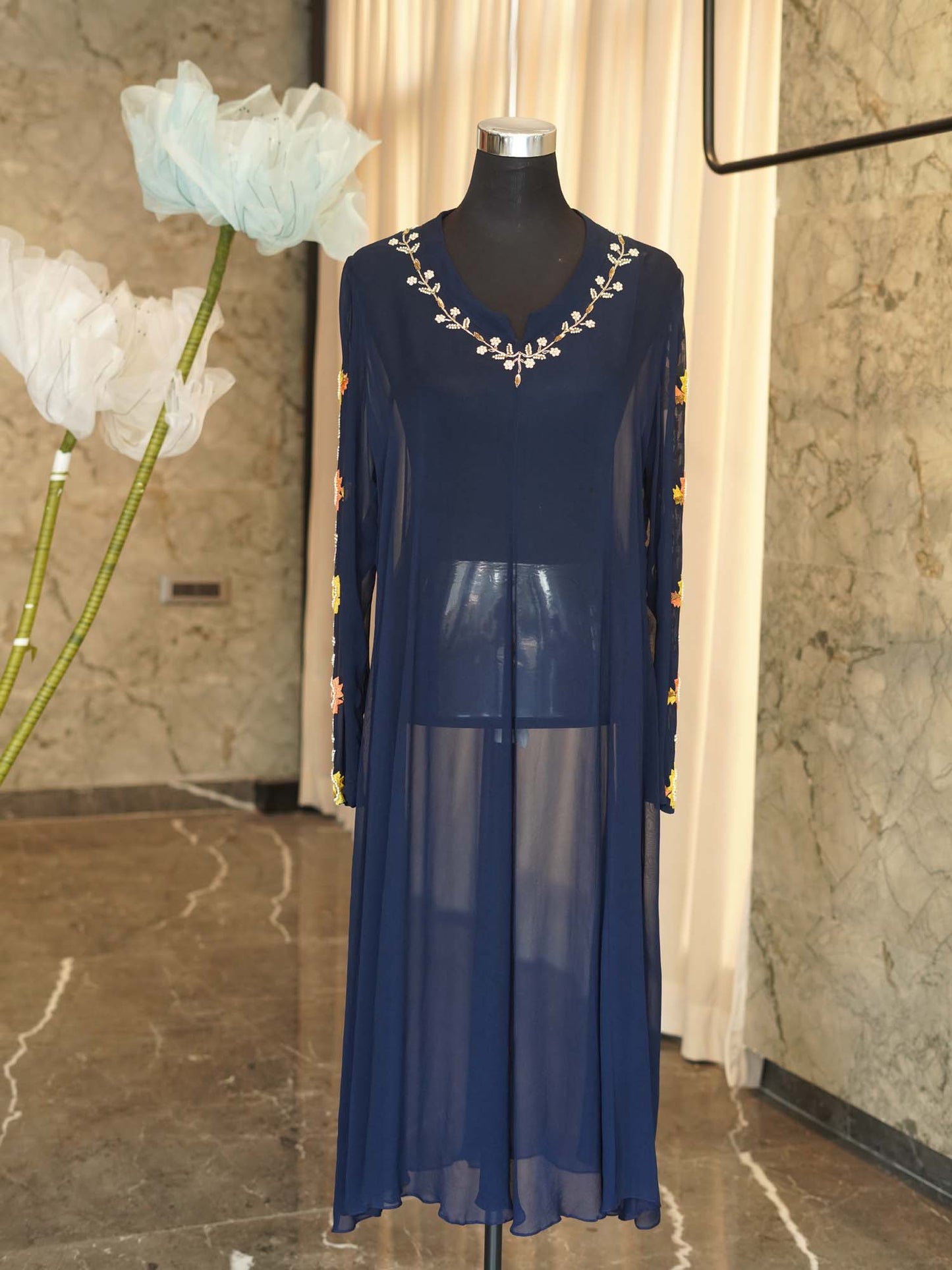 Women's Nautical Mirage Caftan: Navy Blue Splendor By Room9 The Popup Store