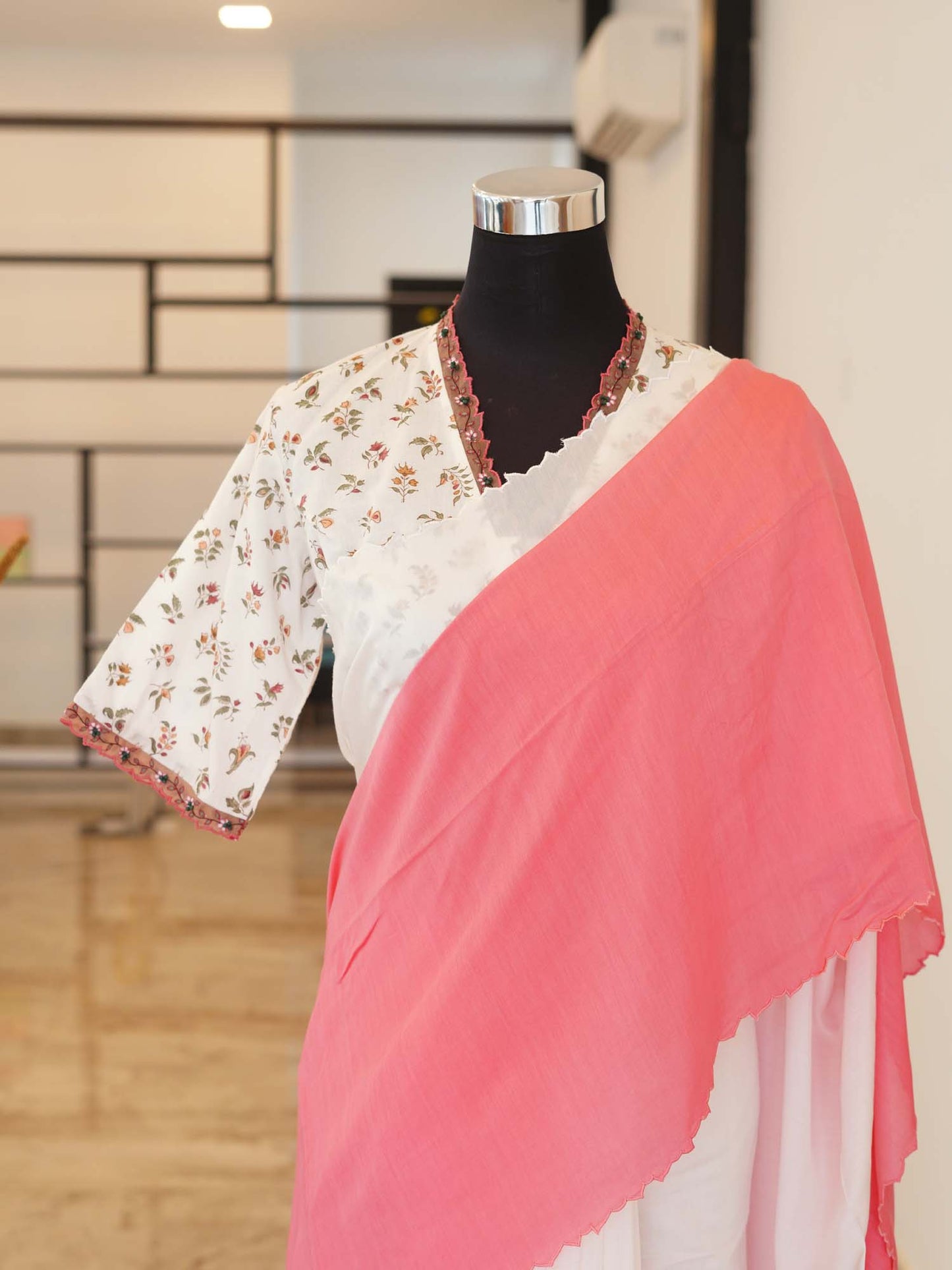 Women's Ivory Blush Harmony Saree By Room9 The Popup Store