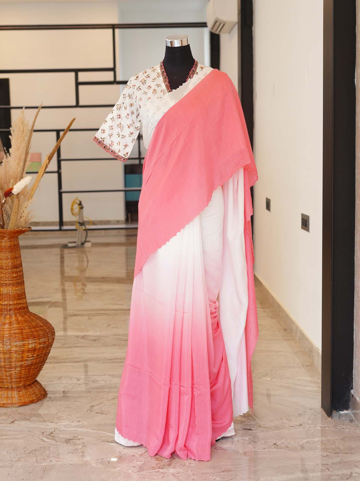 Women's Ivory Blush Harmony Saree By Room9 The Popup Store