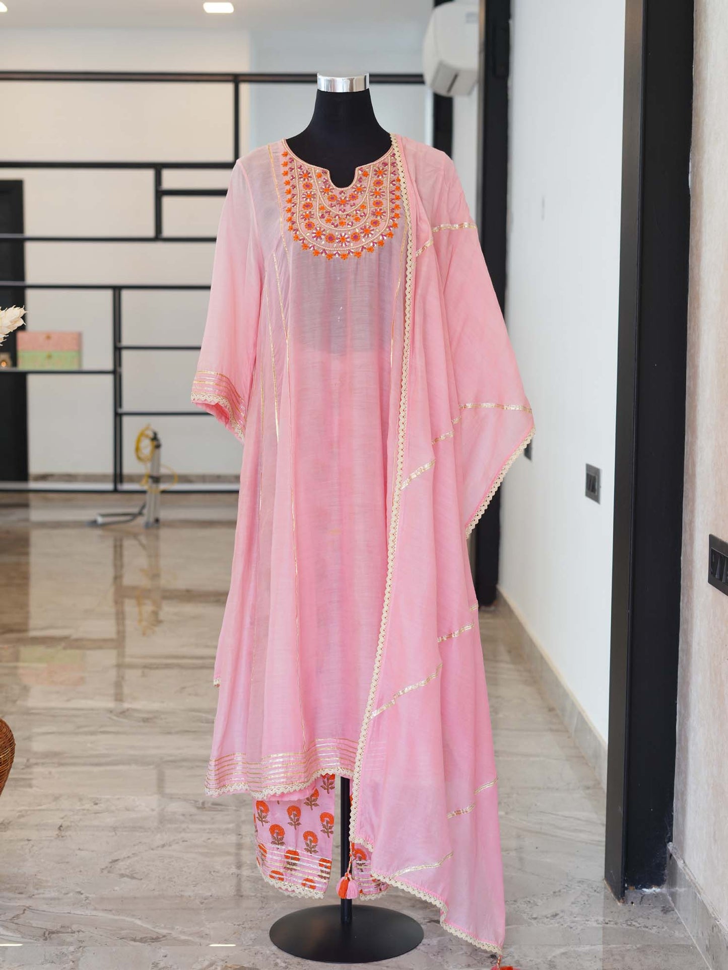 Women's Rosy Sunset Chanderi Bliss Set By Room9 The Popup Store