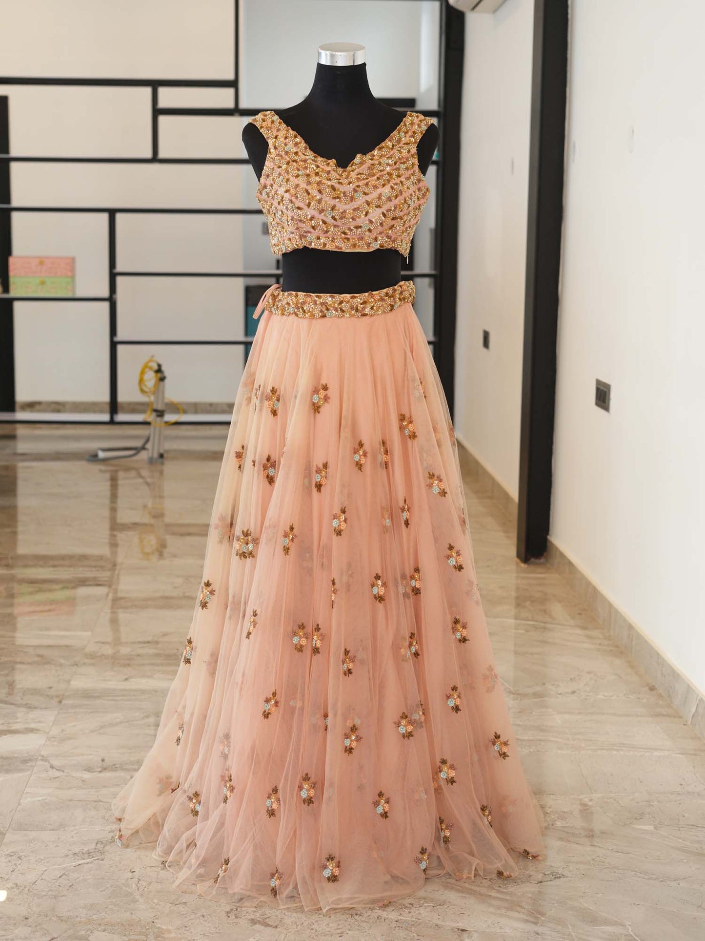 Women's Peach Petal Dream Lehenga By Room9 The Popup Store