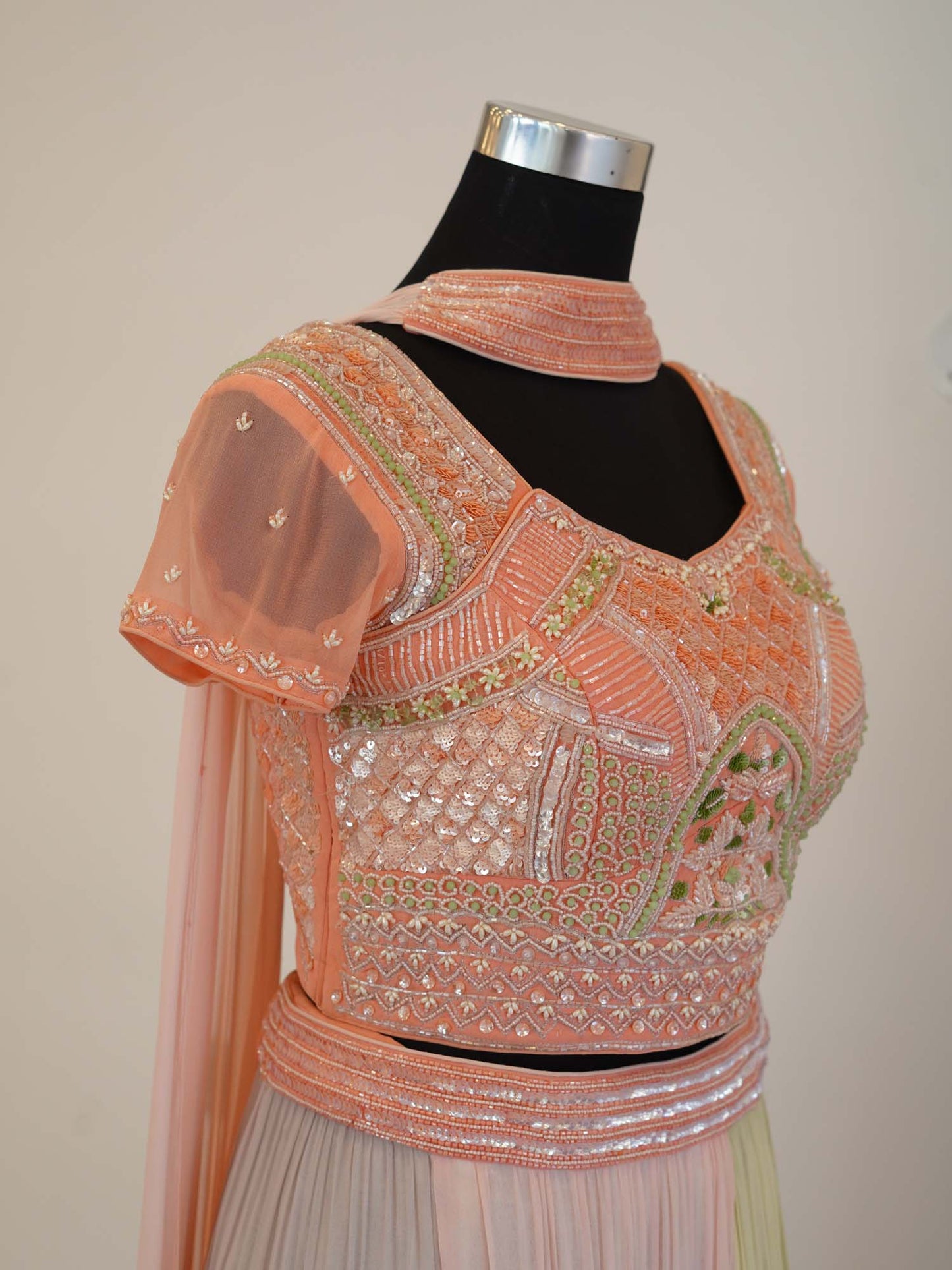 Women's Peach Mirage Splendor Lehenga By Room9 The Popup Store