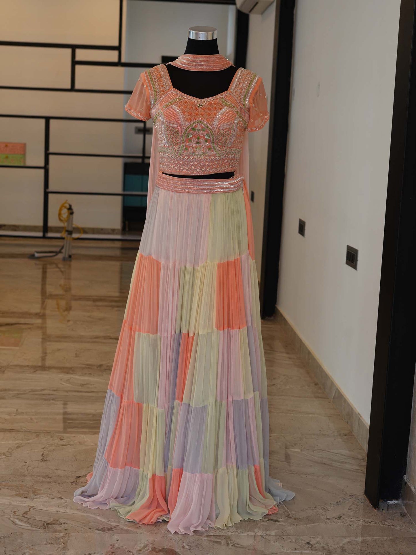 Women's Peach Mirage Splendor Lehenga By Room9 The Popup Store