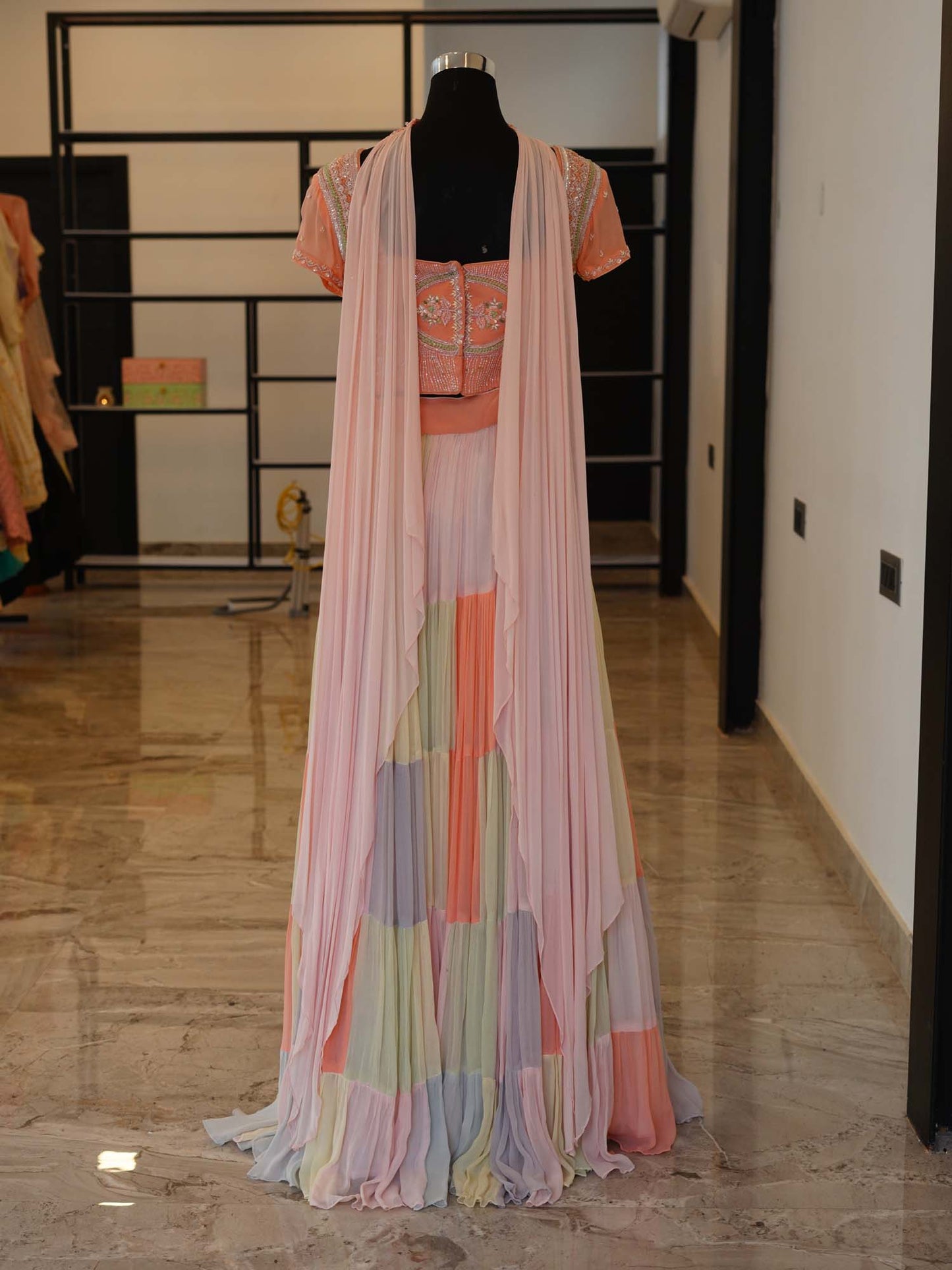 Women's Peach Mirage Splendor Lehenga By Room9 The Popup Store