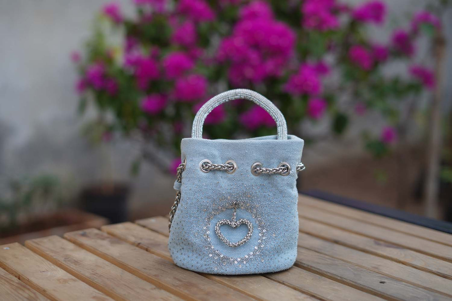 Women's Sky Serenade Silver Heart Bucket Bag By Room9 The Popup Store