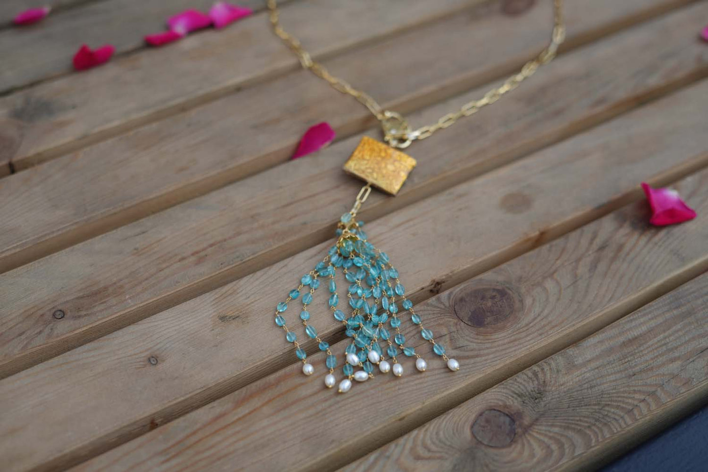 Women's Azure Elegance Square Pendant Necklace By Room9 The Popup Store