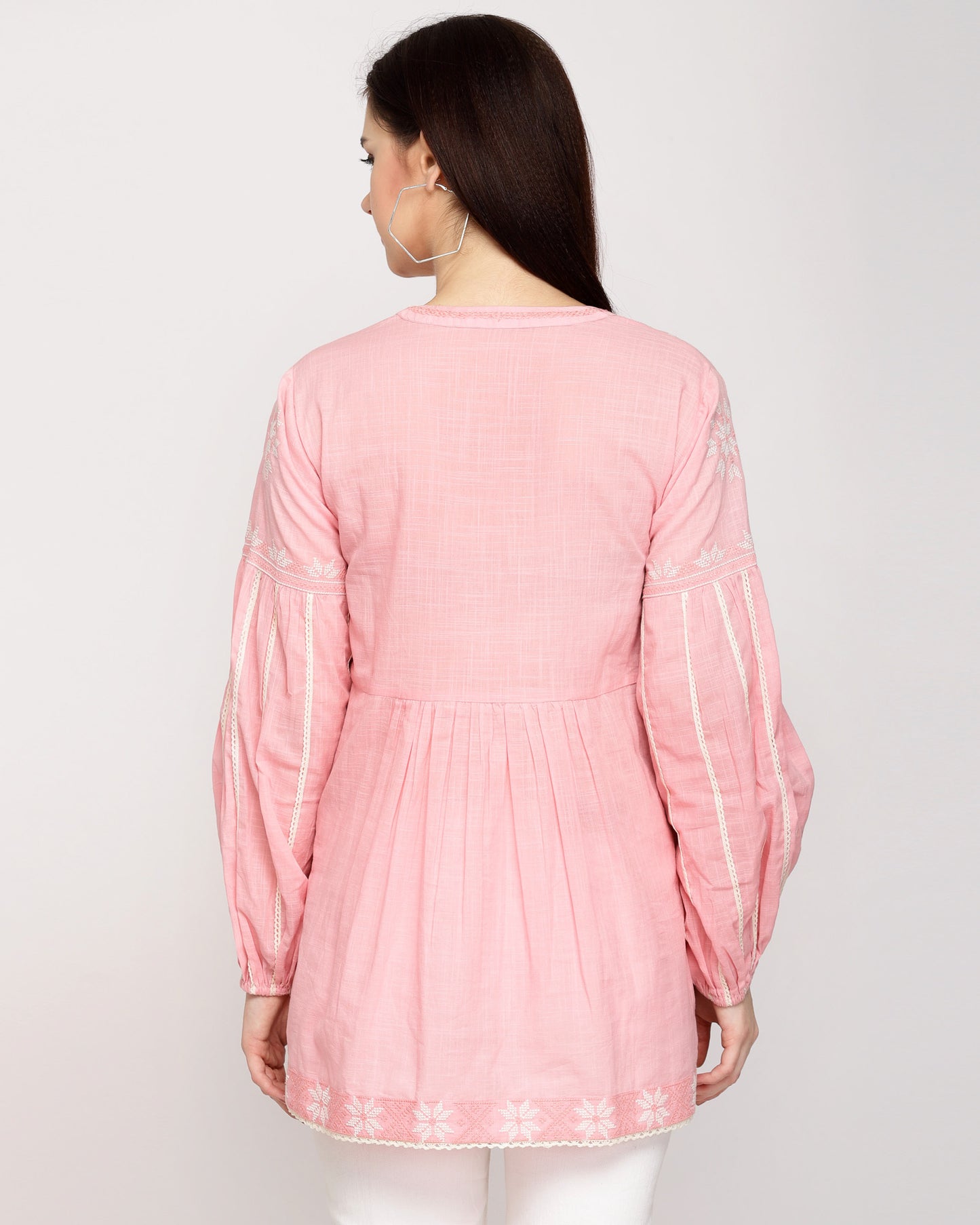 Women's Rosy Pink Cotton Embroidered Top By Room9 The Popup Store