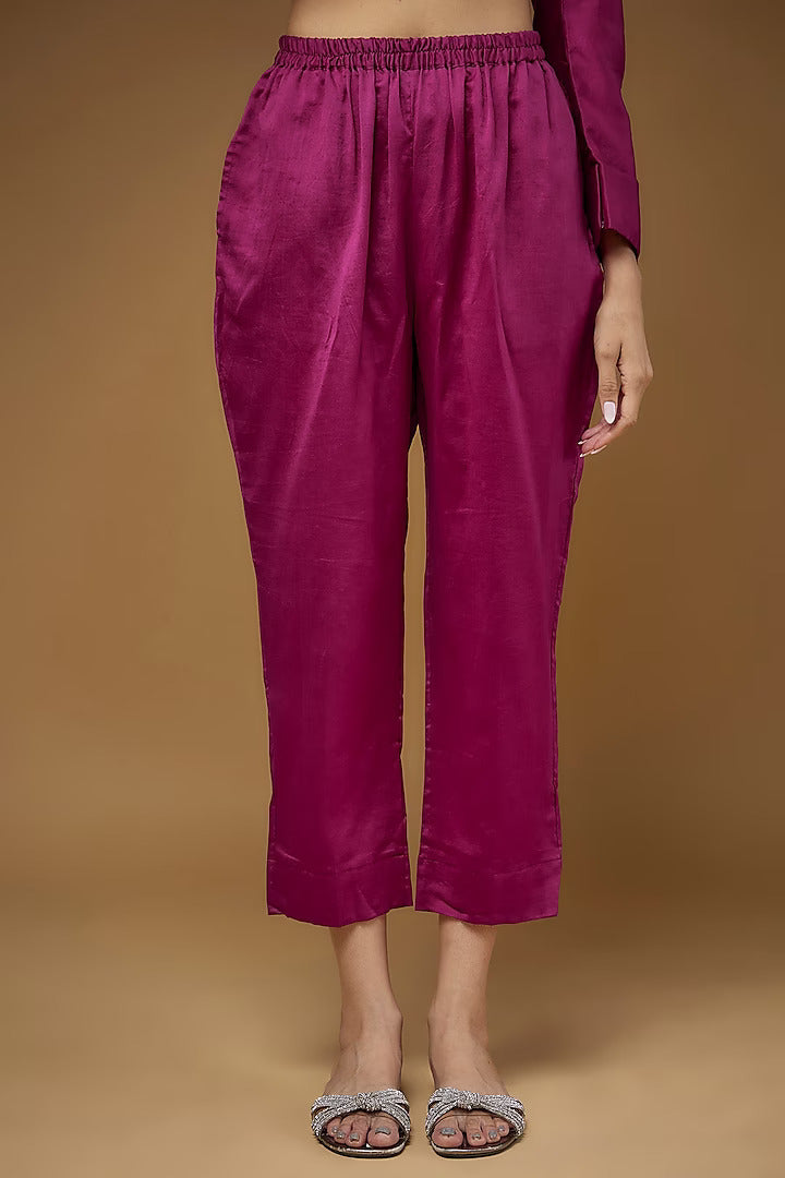 Women's Pink Pure Chanderi Silk Embroidered Co-Ord Set By Room9 The Popup Store