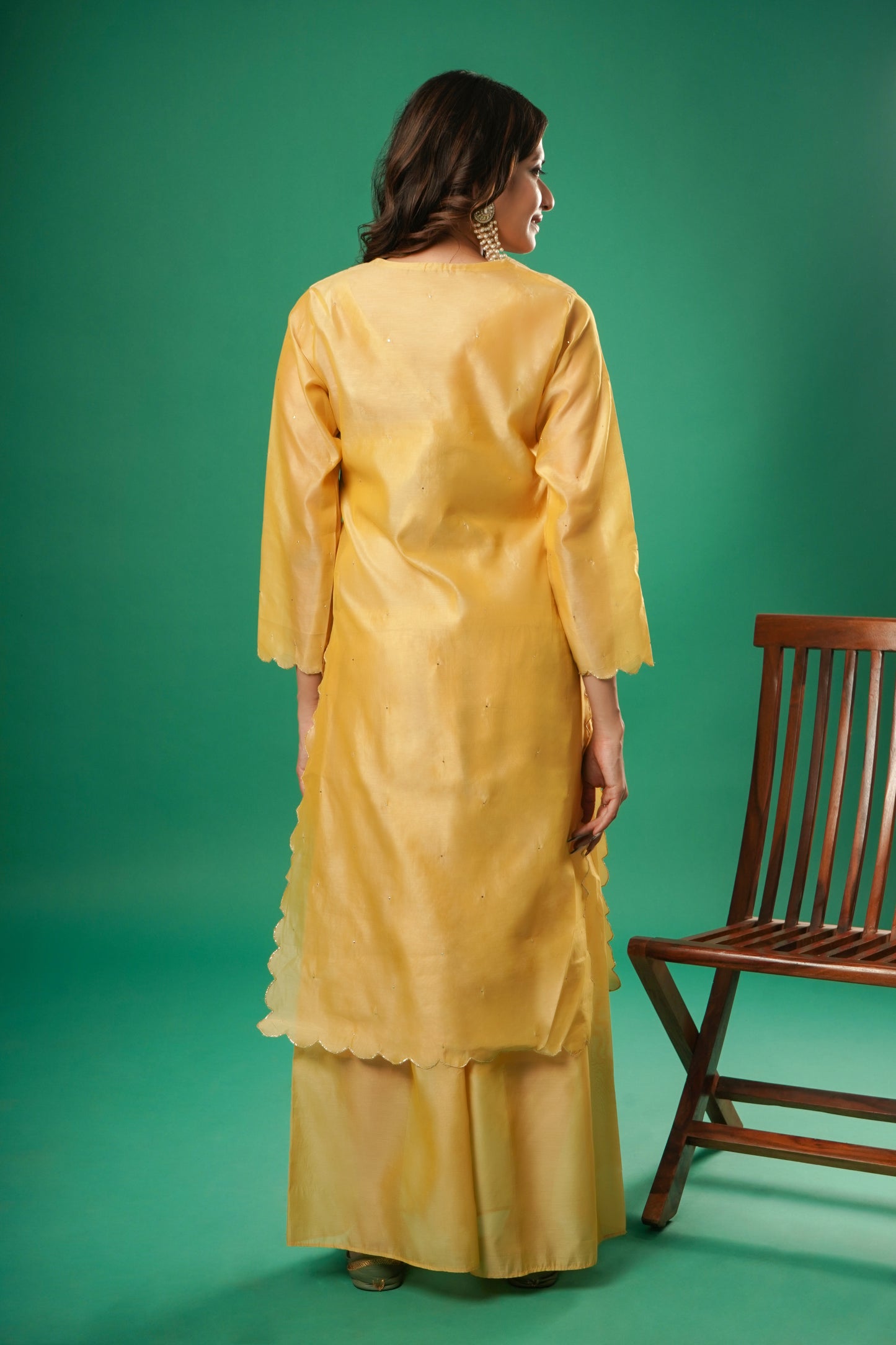 Women's Yellow Chanderi Cotton Suit Set By Room9 The Popup Store