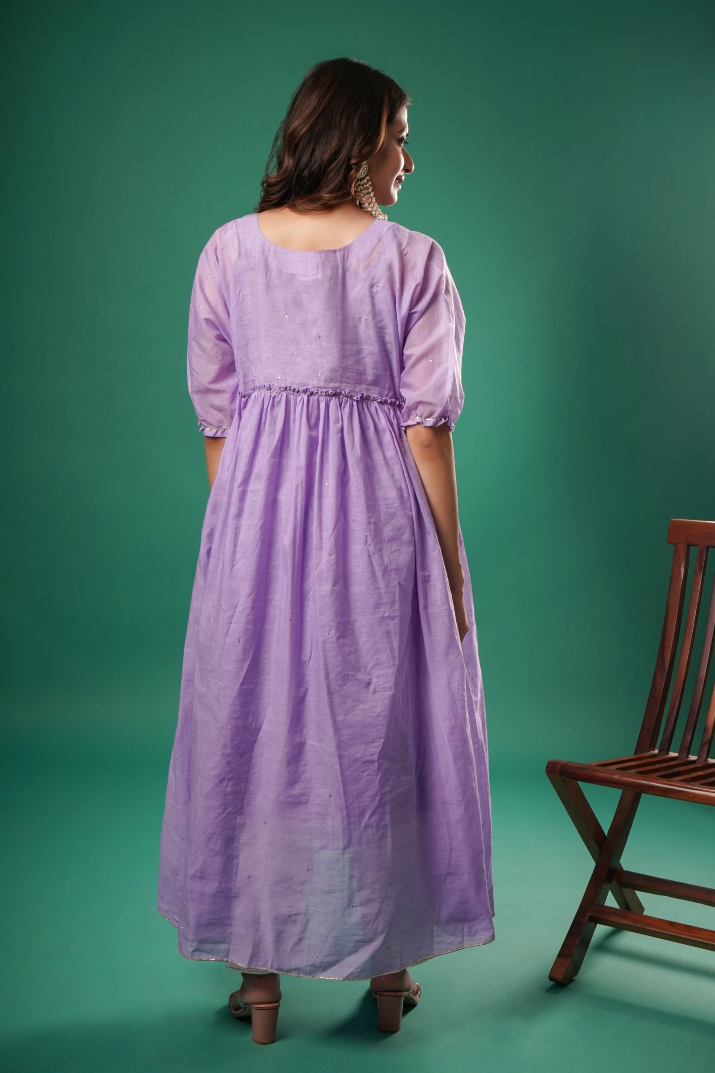 Women's Purple Anarkali Set By Room9 The Popup Store