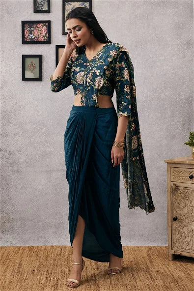 Women's Mehr Cutwork Pre-Draped Saree By Room9 The Popup Store
