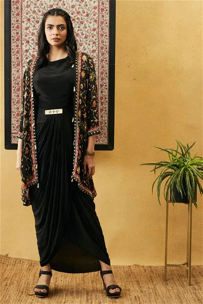 Women's Zahra Solid Drape Dress With Jacket By Room9 The Popup Store