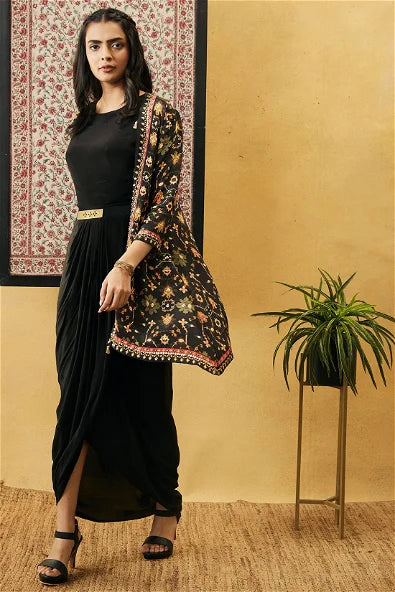 Women's Zahra Solid Drape Dress With Jacket By Room9 The Popup Store