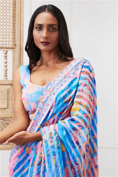 Women's Zaynab Sequin Pre-Drape Saree By Room9 The Popup Store