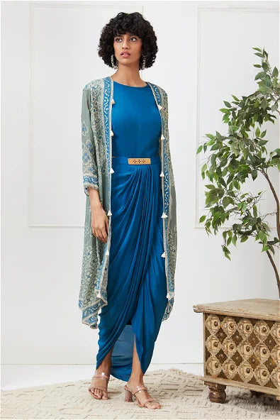 Women's Bandej Drape Dress With Printed Jacket By Room9 The Popup Store