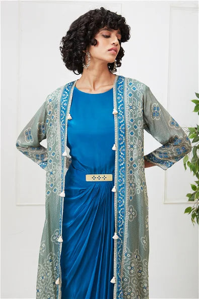 Women's Bandej Drape Dress With Printed Jacket By Room9 The Popup Store