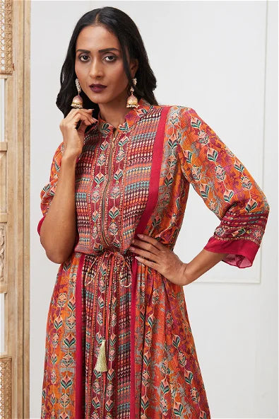 Women's Adah Embellished Dress With Waist Tie Up By Room9 The Popup Store