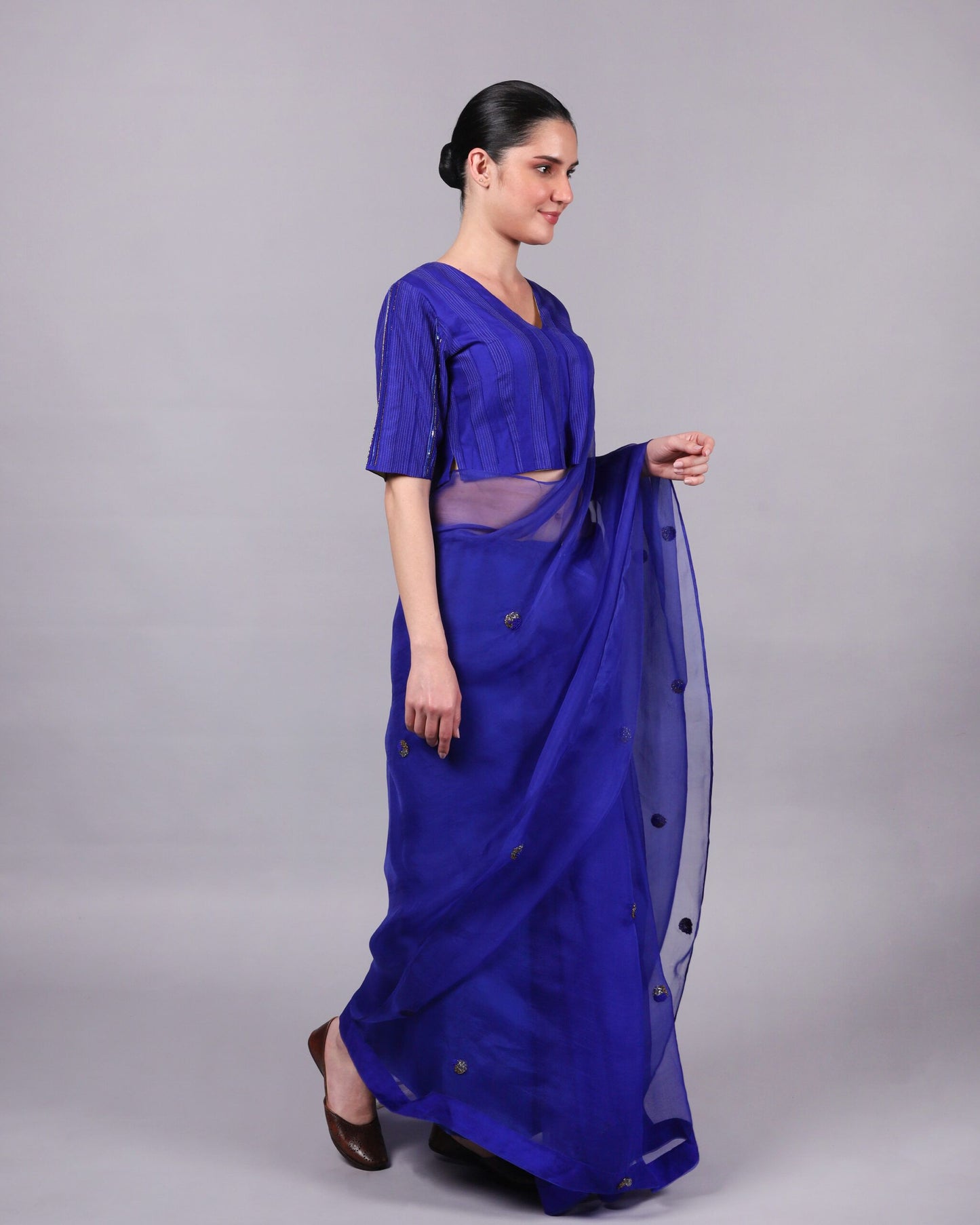 Women's Shurik Saree - Blue By Room9 The Popup Store