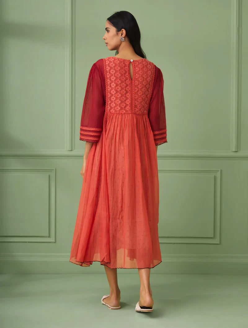 Women's Coral-Red Maxi Dress With Slip By Room9 The Popup Store
