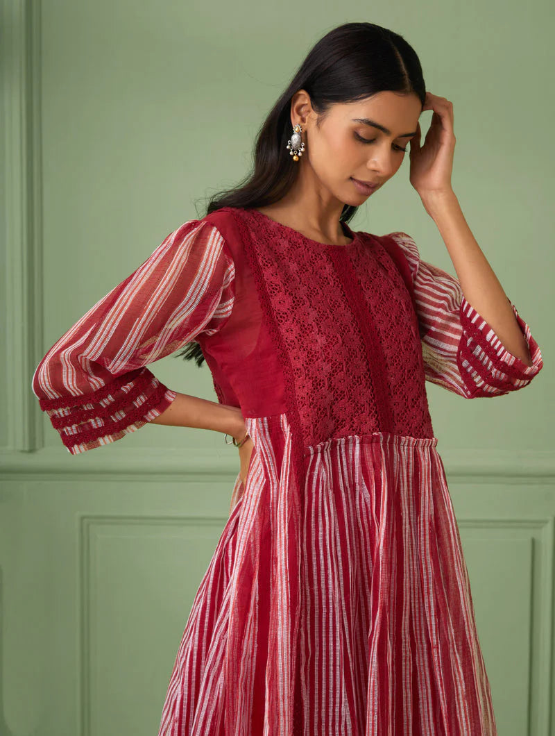Women's Red-Rose Maxi Dress With Slip By Room9 The Popup Store