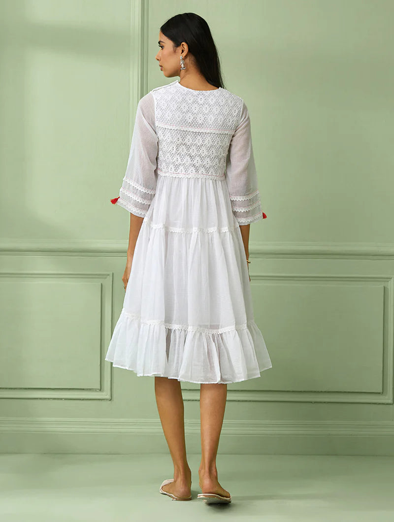 Women's White Tiered Dress By Room9 The Popup Store
