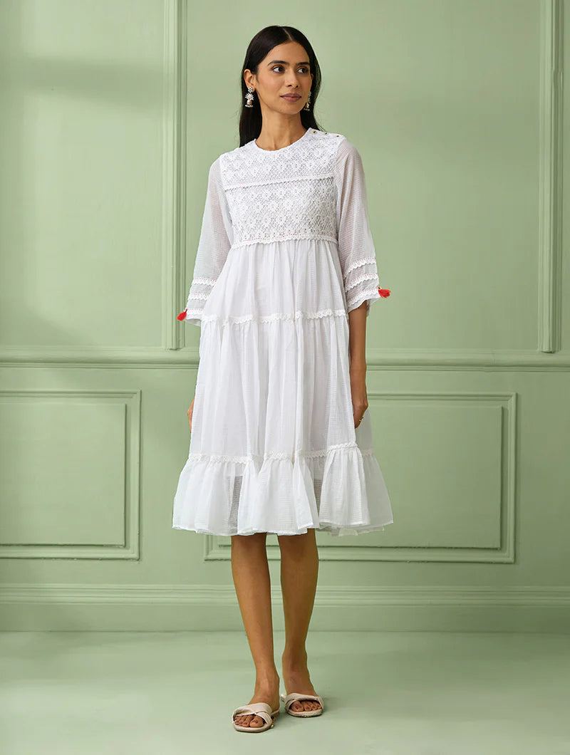 Women's White Tiered Dress By Room9 The Popup Store