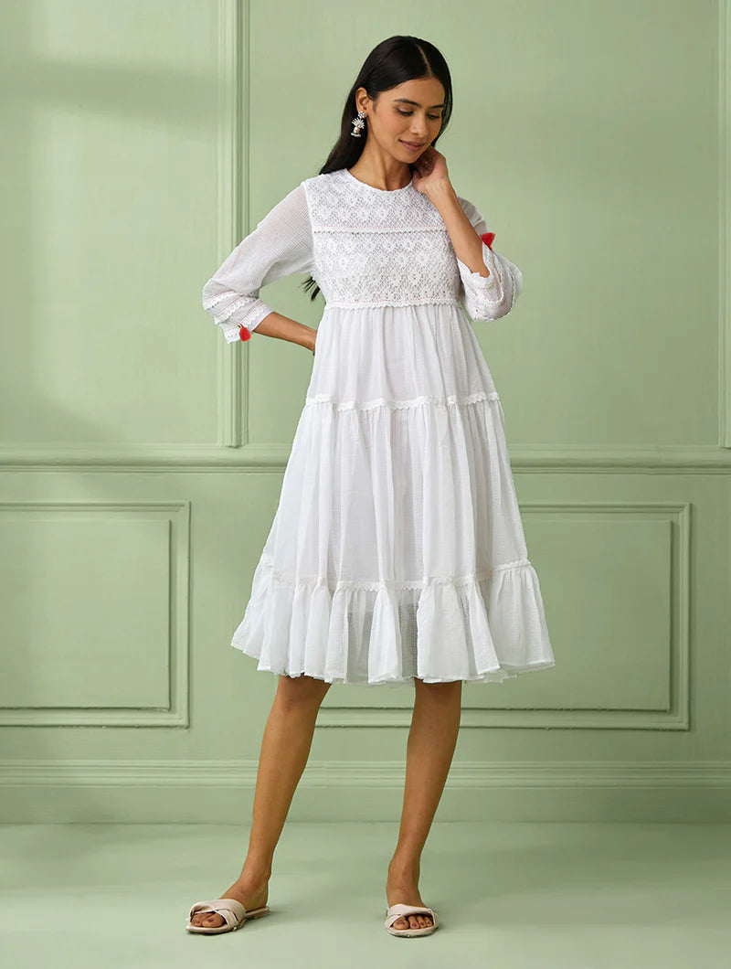 Women's White Tiered Dress By Room9 The Popup Store