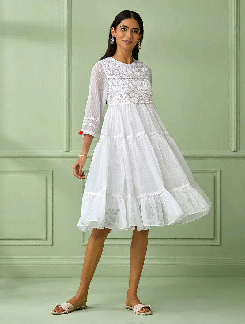 Women's White Tiered Dress By Room9 The Popup Store