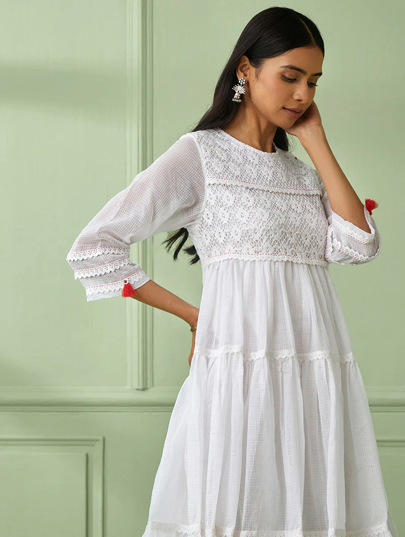 Women's White Tiered Dress By Room9 The Popup Store