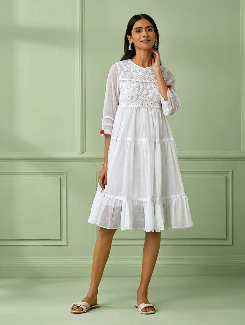 Women's White Tiered Dress By Room9 The Popup Store