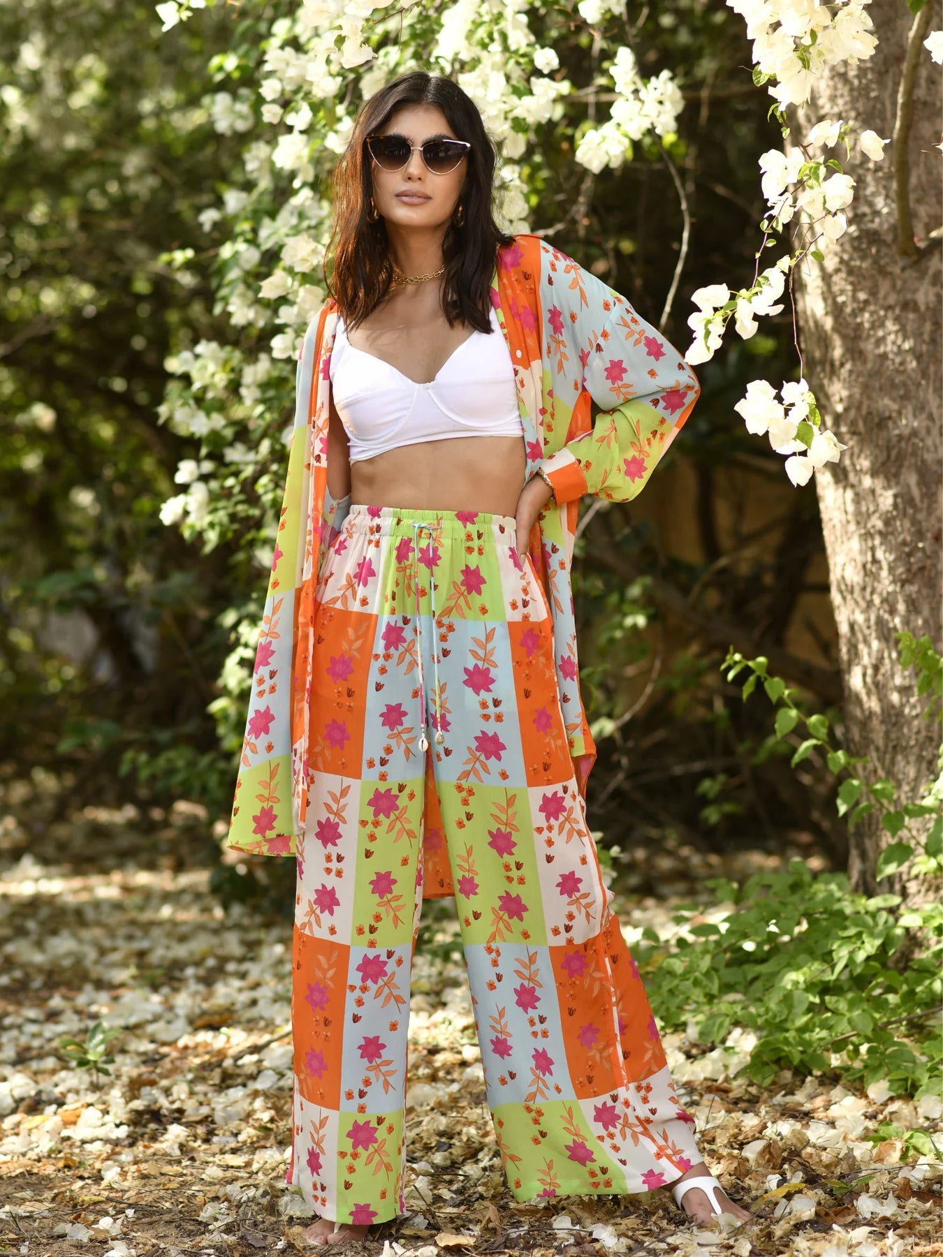 Women's Azlea Patchwork Beach Button Down & Palazzo Set By Room9 The Popup Store