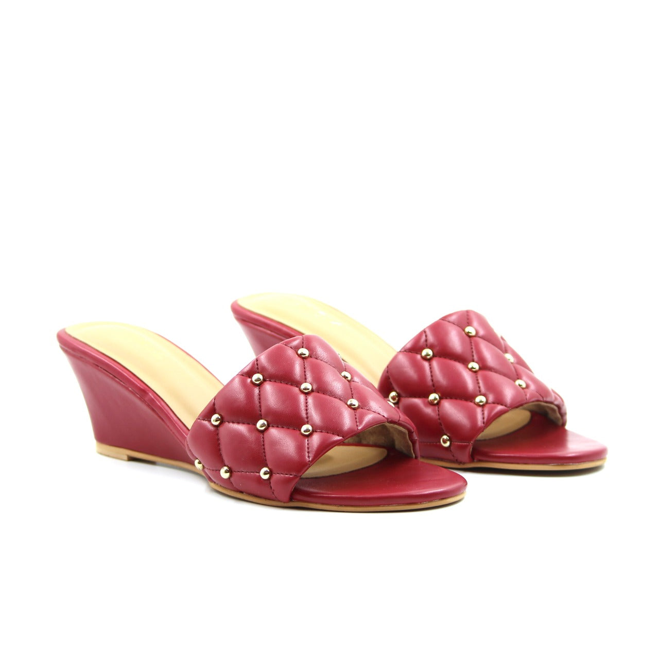 Women's Puffed Wedges Wine Red Color By Room9 The Popup Store