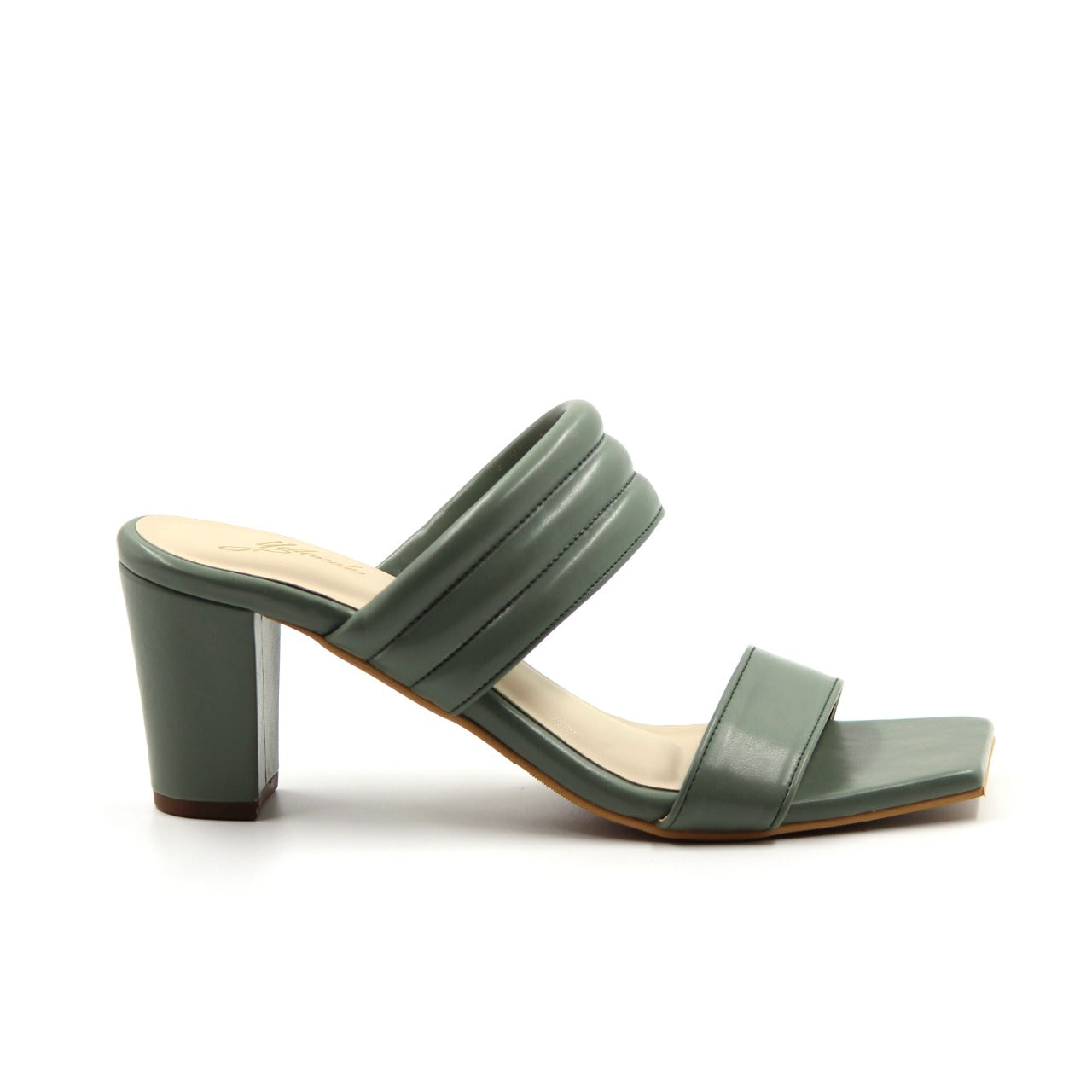 Women's Square Toe Olive Green Heels By Room9 The Popup Store