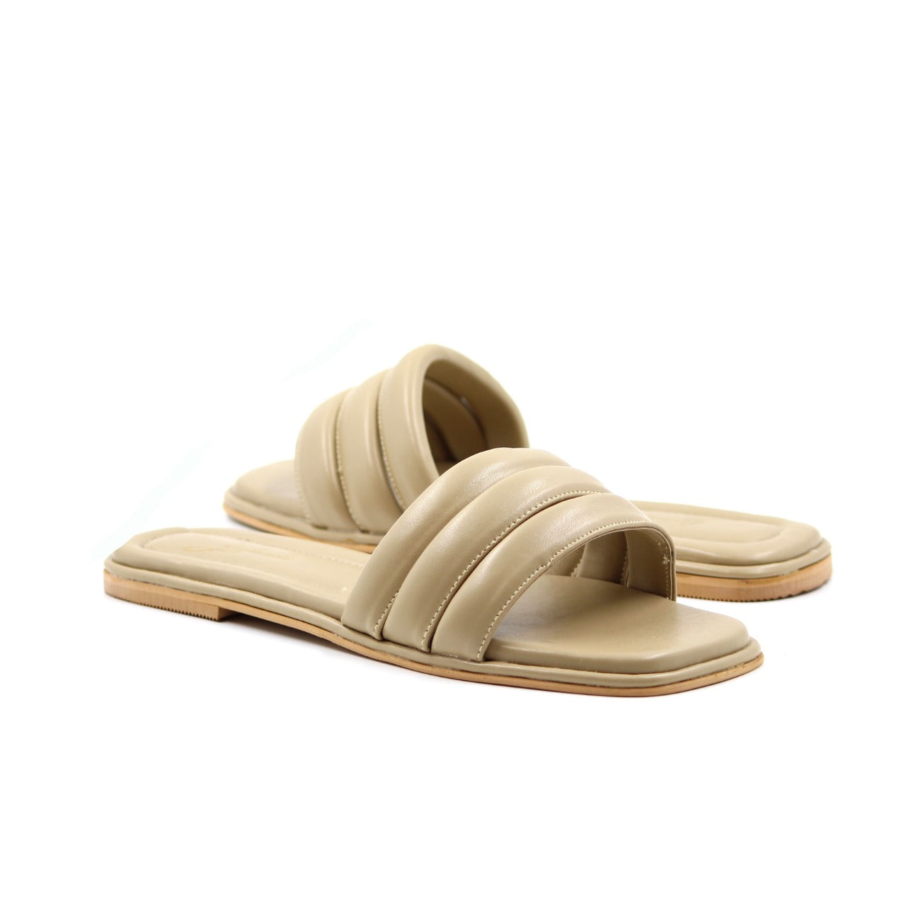 Women's Three Stripe Flats Beige Color By Room9 The Popup Store