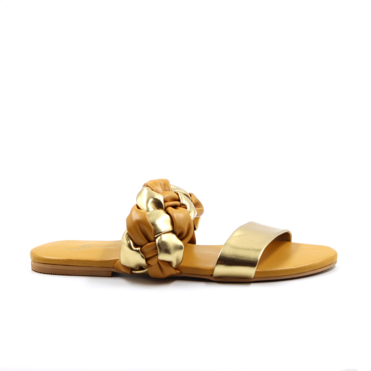 Women's Knotted Mustard & Gold Flats By Room9 The Popup Store