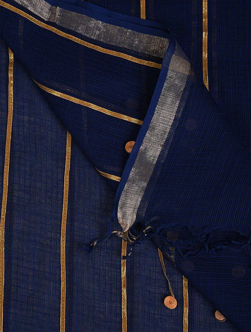 Women's Indigo Handwoven Kota Dupatta with Gota Details By Room9 The Popup Store