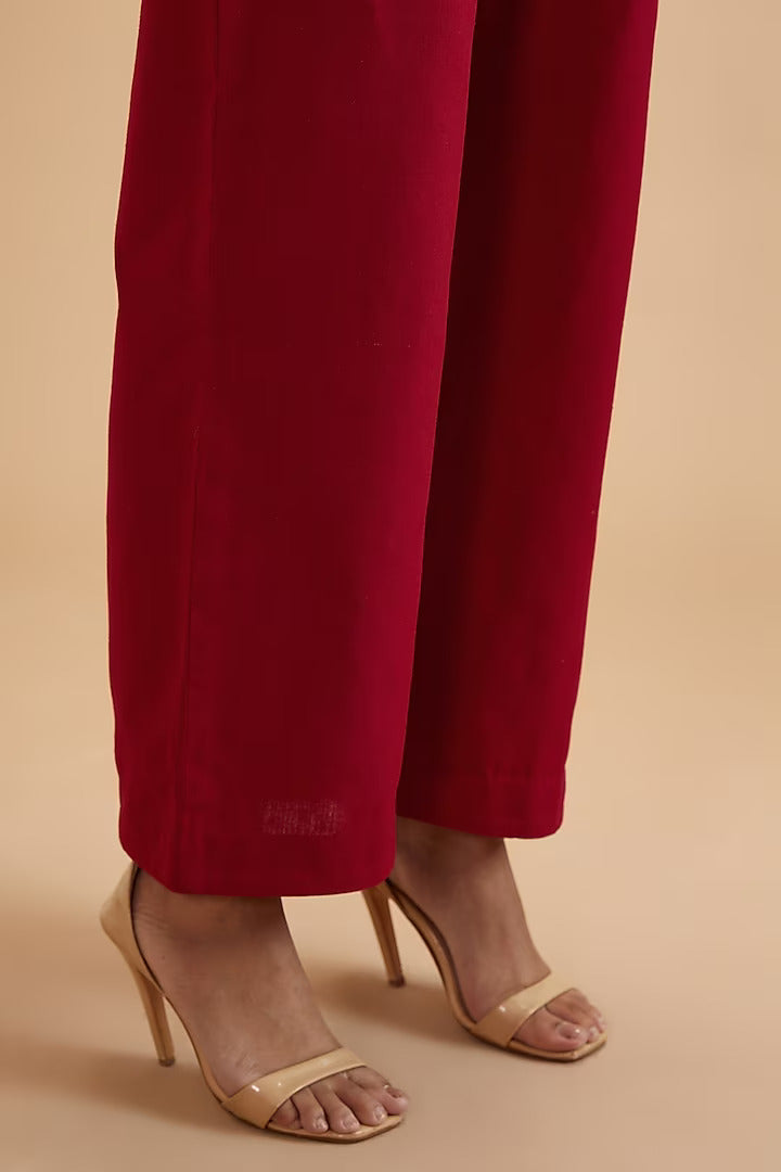 Women's Red Handloom Cotton Wide-Legged Culottes By Room9 The Popup Store