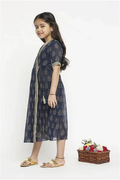 Women's Muasir Printed Overlap Dress With Tie Ups By Room9 The Popup Store