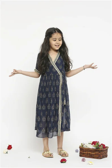Women's Muasir Printed Overlap Dress With Tie Ups By Room9 The Popup Store