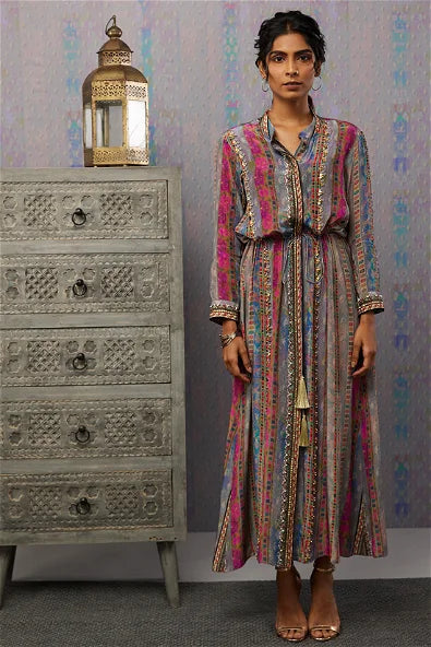 Women's Ikaya Embroidered Dress With Tie-Up By Room9 The Popup Store