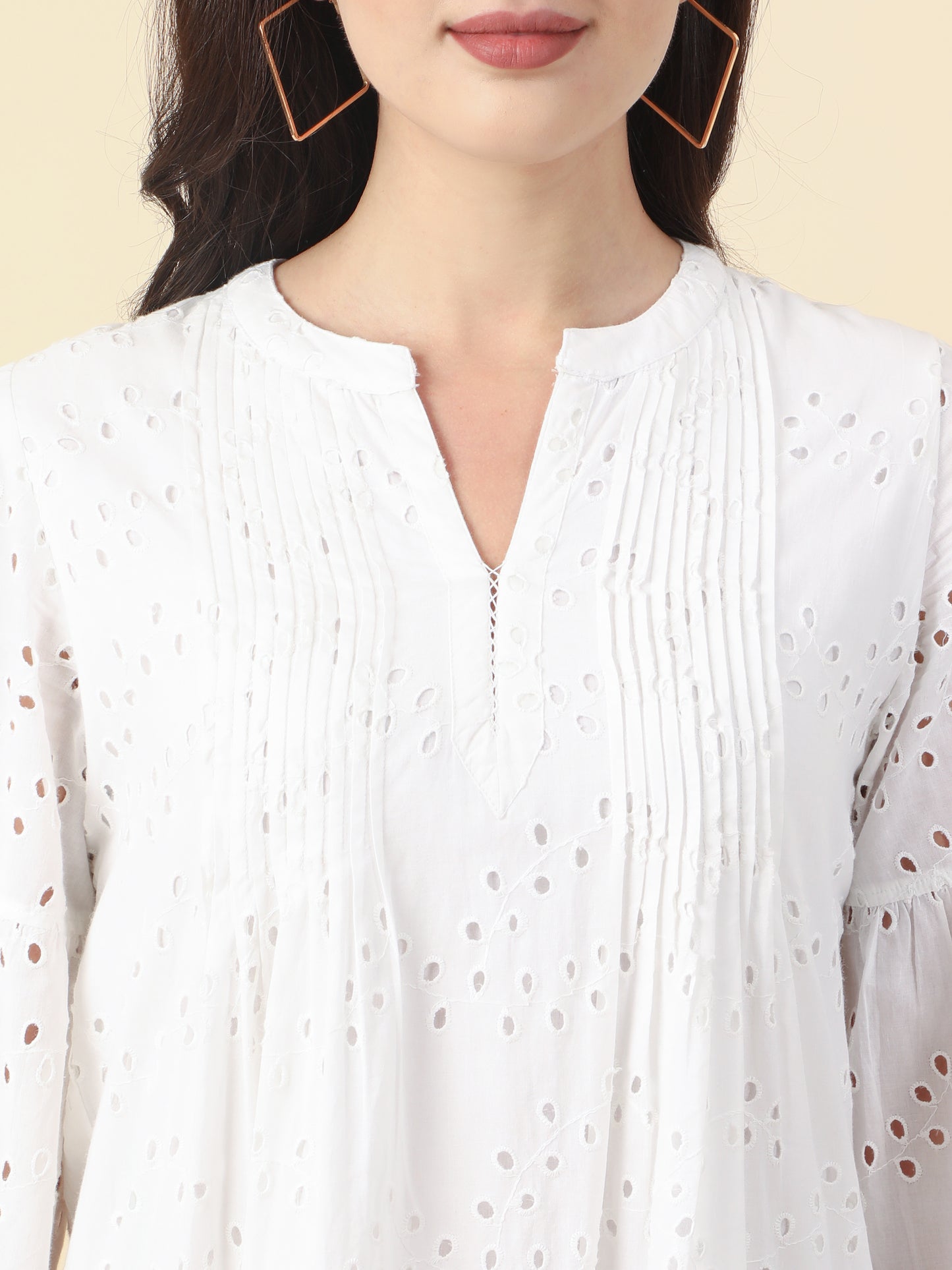 Women's White Cotton A- Line Dress By Room9 The Popup Store