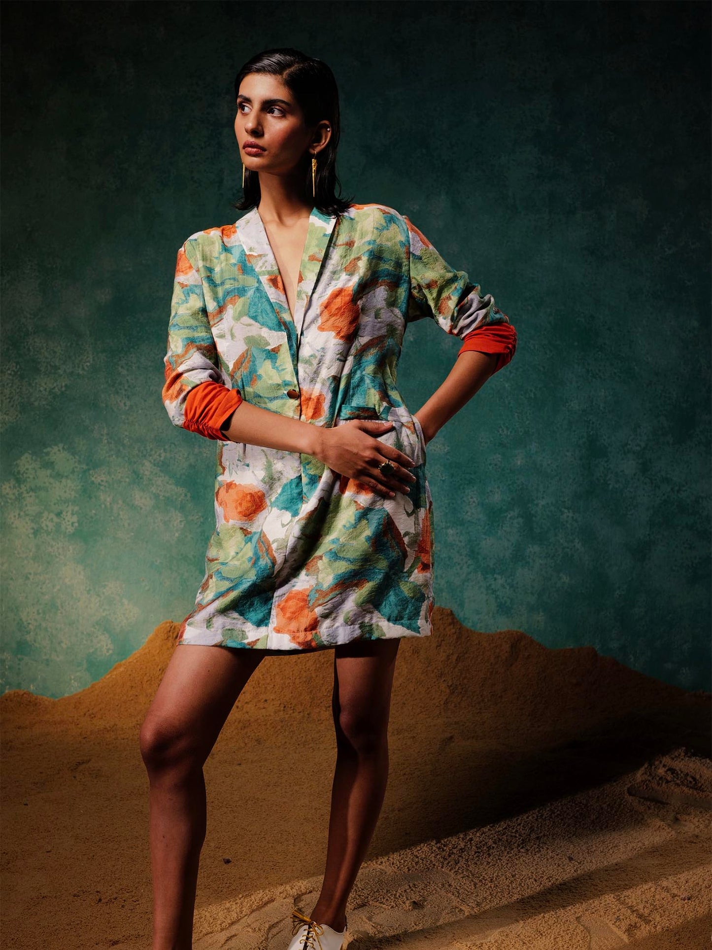 Women's Mint Blazer Dress A Printed Paradise By Room9 The Popup Store